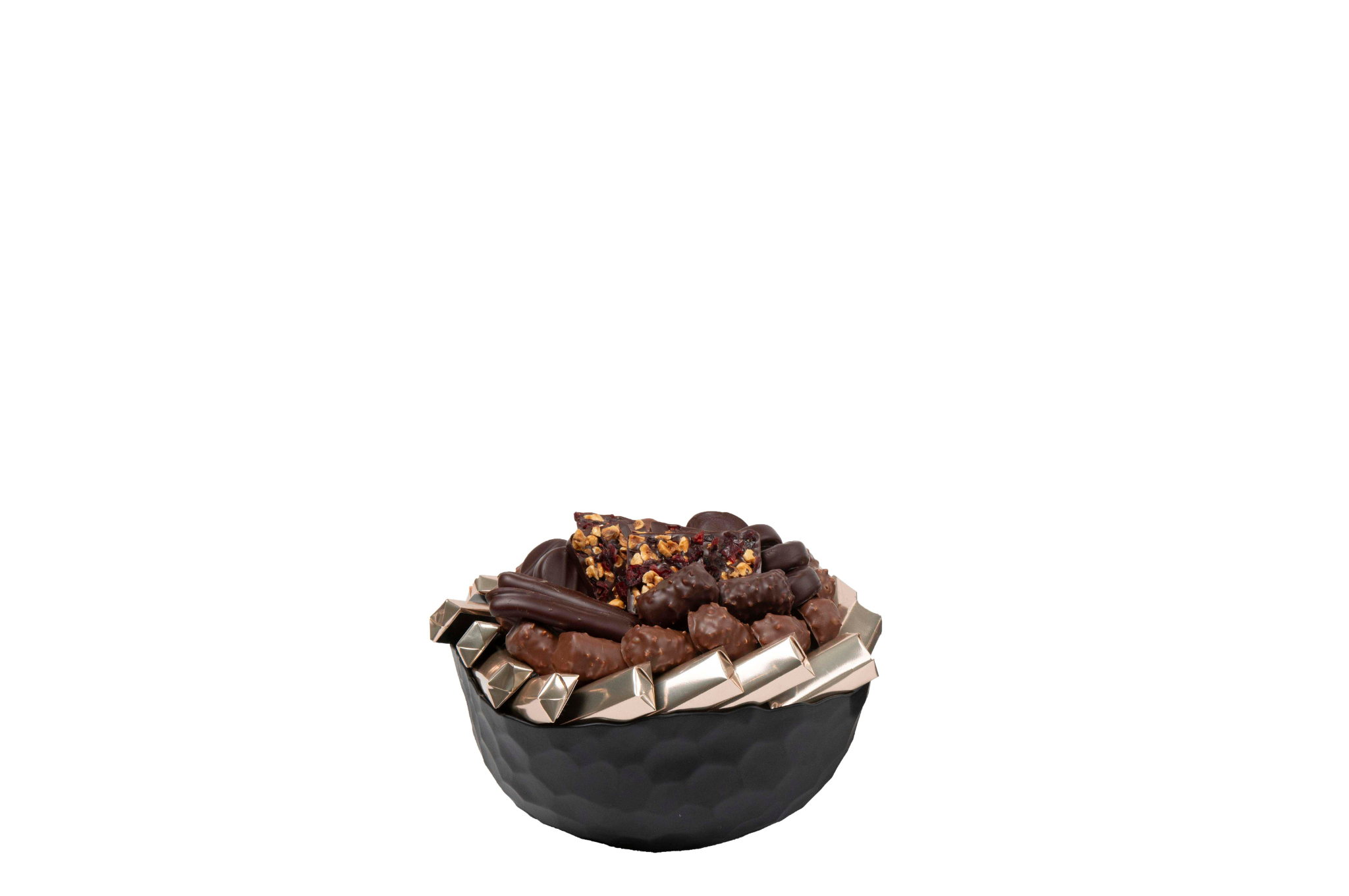 Coupe en verre garnie de chocolat