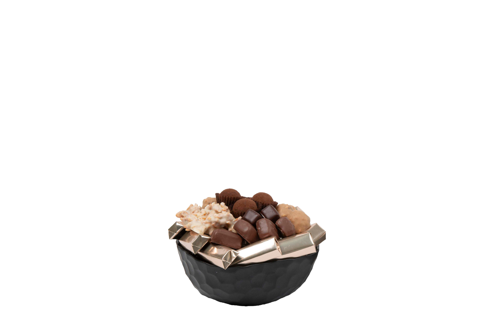 Coupe en verre garnie de chocolat