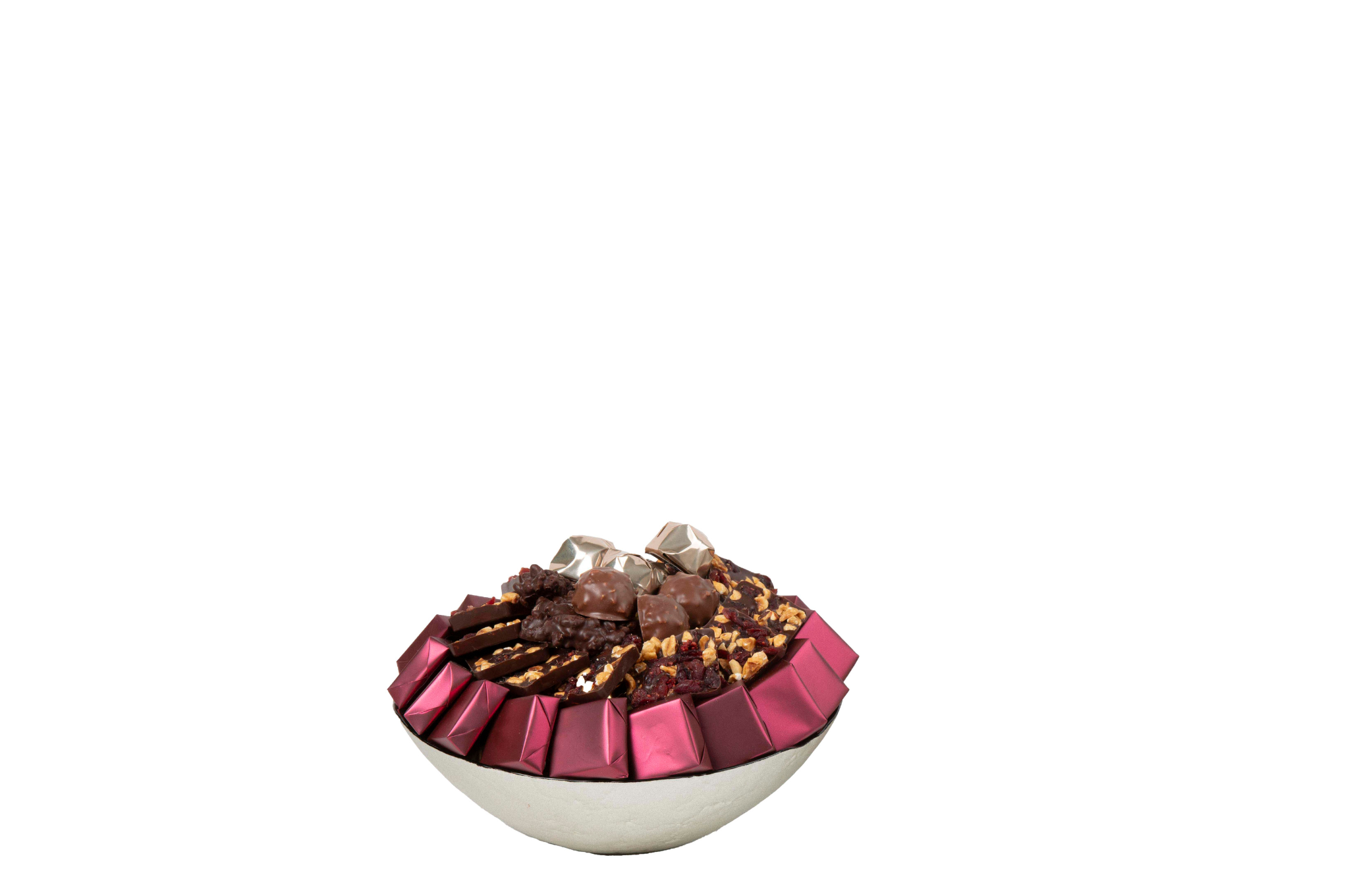 Coupe en verre garnie de chocolat