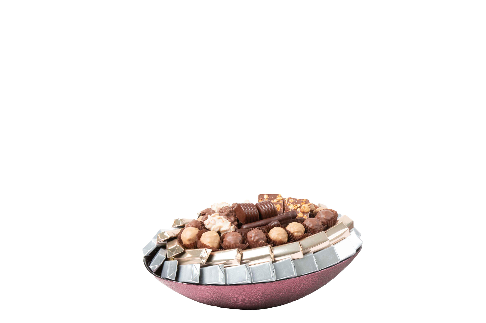 Coupe en verre garnie de chocolat